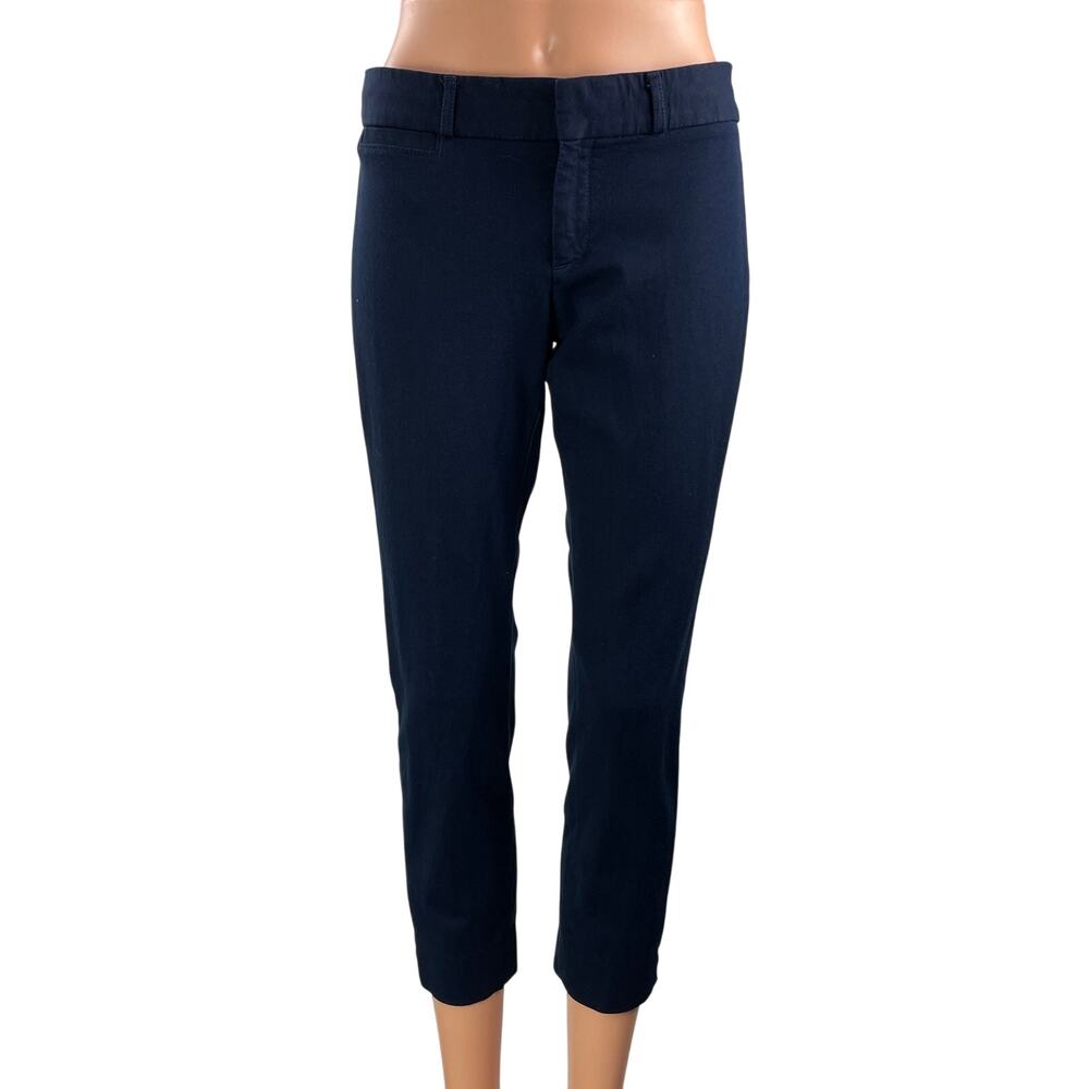 Banana Republic Sloan Women Black Mid Rise Skinny Cropped Trousers Pants Size 2P